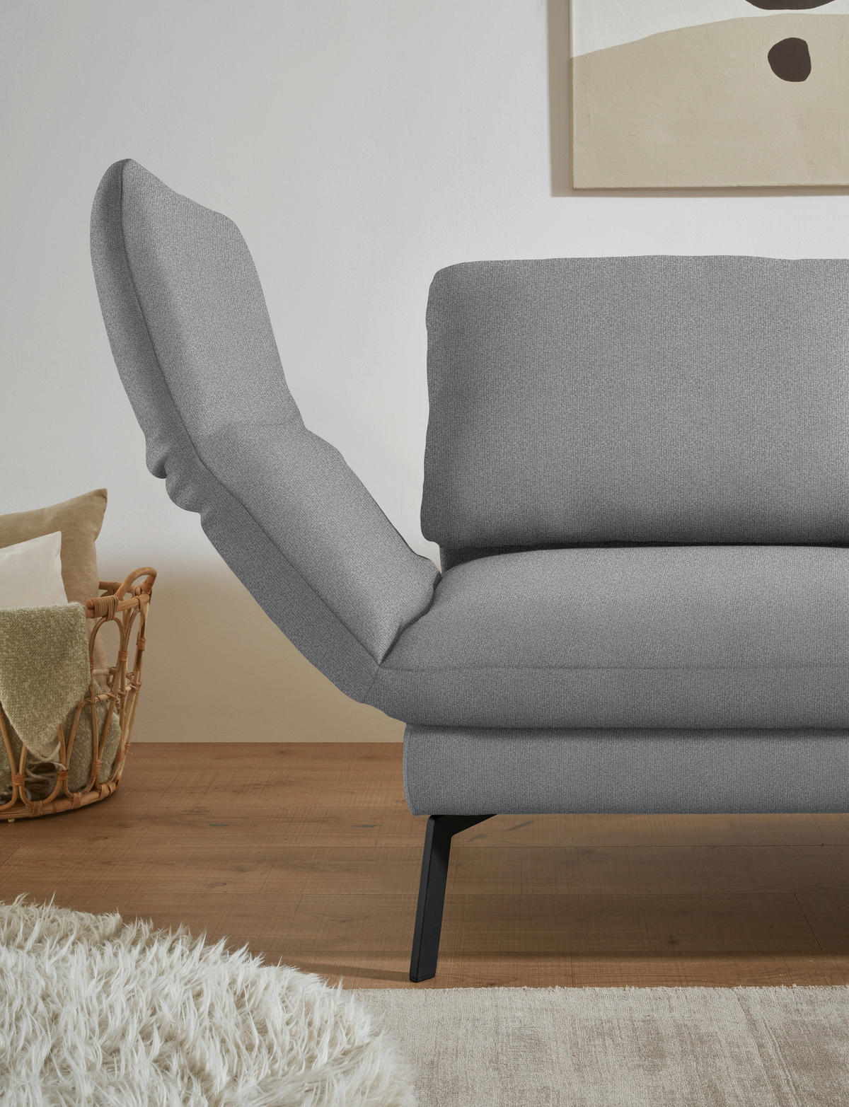ECKSOFA  in Flachgewebe Hellgrau  255-365/175-224 cm  - Hellgrau/Schwarz, Design, Textil/Metall (255-365/175-224cm) - Dieter Knoll