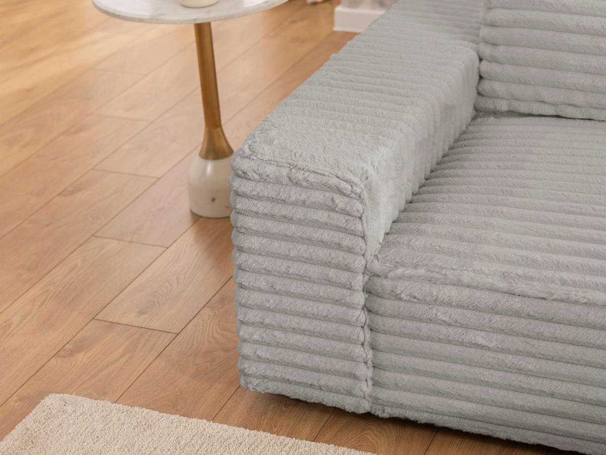 ECKSOFA Cord Grau  - Schwarz/Grau, Design, Kunststoff/Textil (251/142cm) - P & B