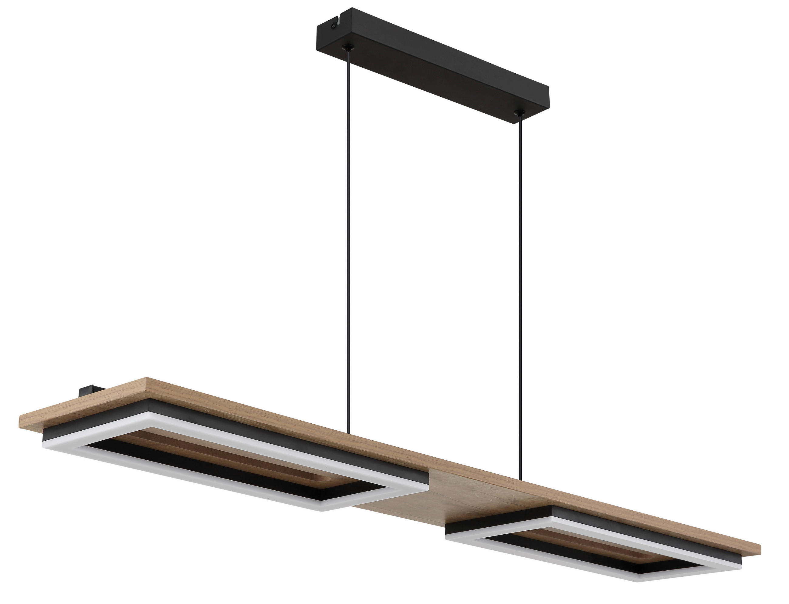 ZÁVĚSNÉ LED SVÍTIDLO, 90/18/120 cm - tmavě hnědá/černá, Design, kov/kompozitní dřevo (90/18/120cm) - Globo