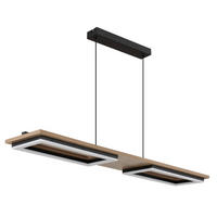 ZÁVĚSNÉ LED SVÍTIDLO, 90/18/120 cm - tmavě hnědá/černá, Design, kov/kompozitní dřevo (90/18/120cm) - Globo