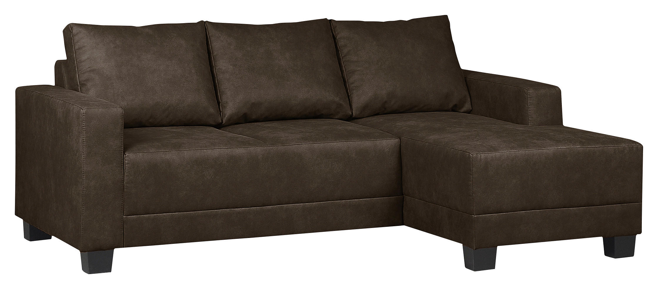 ECKSOFA in Mikrofaser Dunkelbraun  - Dunkelbraun/Braun, Design, Holz/Textil (200/144cm) - MID.YOU