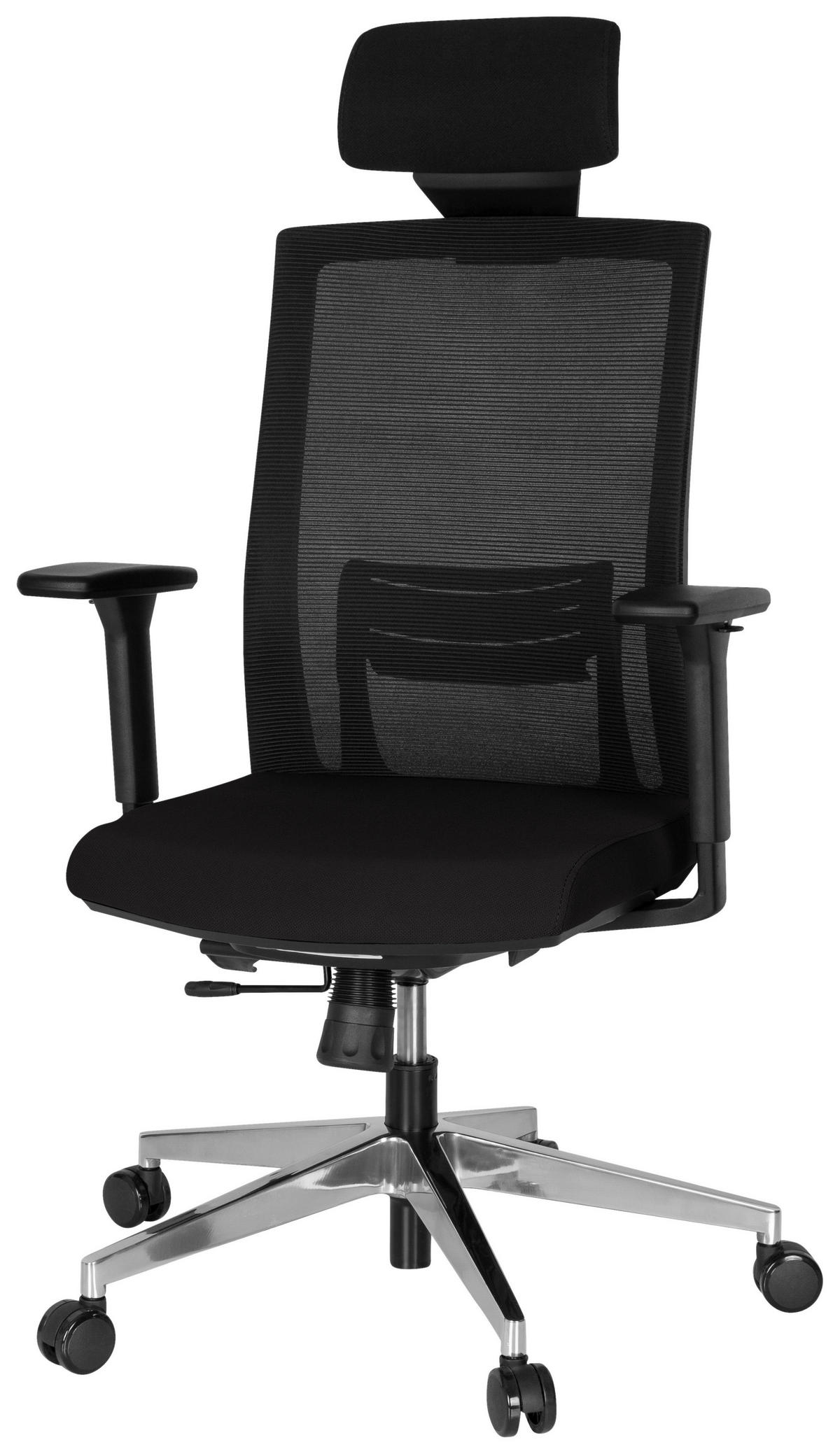 OTOČNÁ ŽIDLE, síťovina, plochá tkanina, černá - černá/barvy hliníku, Moderní, kov/textil (68/131/63cm) - MID.YOU