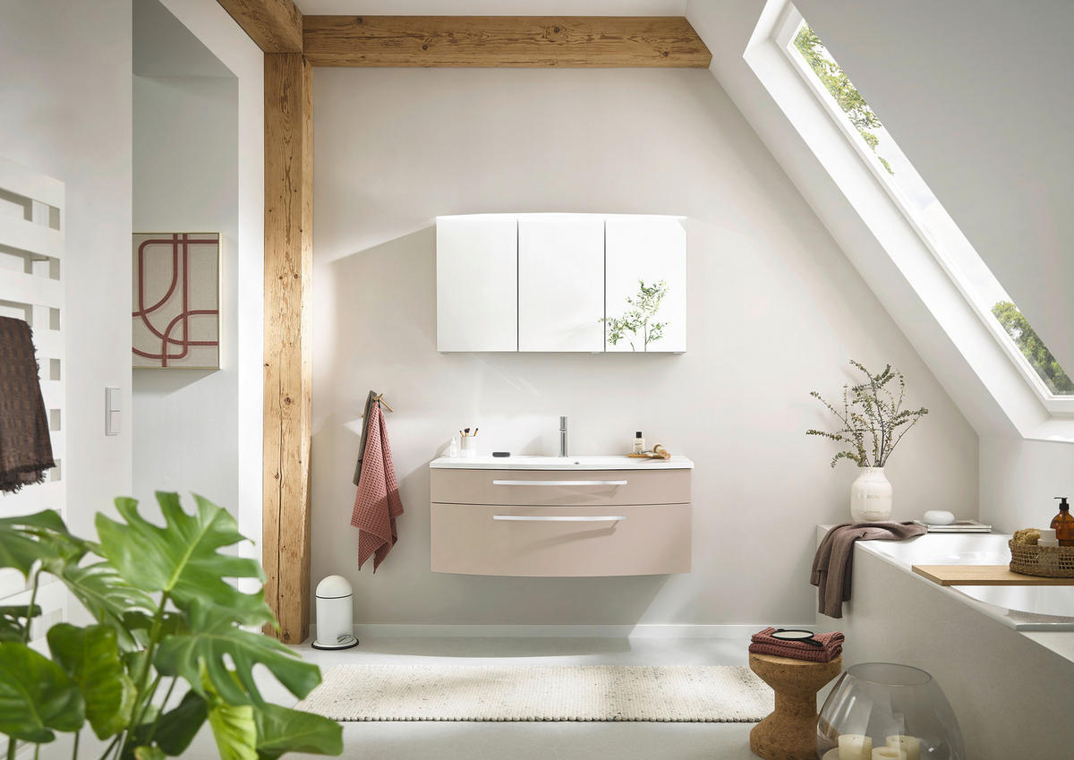 BADEZIMMER 3-teilig  in 120 cm  - Chromfarben/Kaschmir, MODERN, Glas/Holzwerkstoff (120cm) - Novel