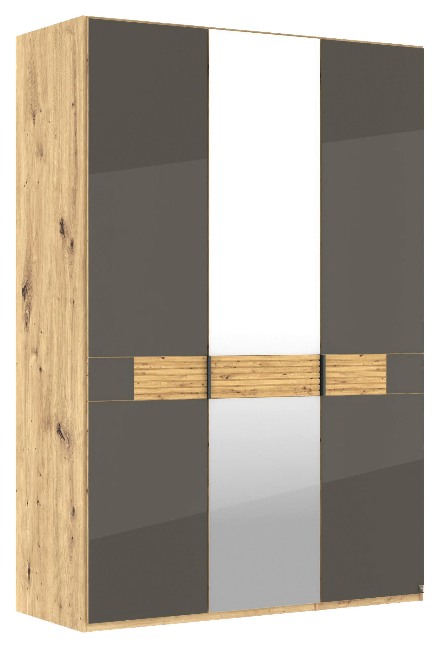 DREHTÜRENSCHRANK 150/216/58 cm,  in Braun, Eichefarben, 3 Tür(en)  - Schieferfarben/Eichefarben, Design, Glas/Holz (150/216/58cm) - Musterring