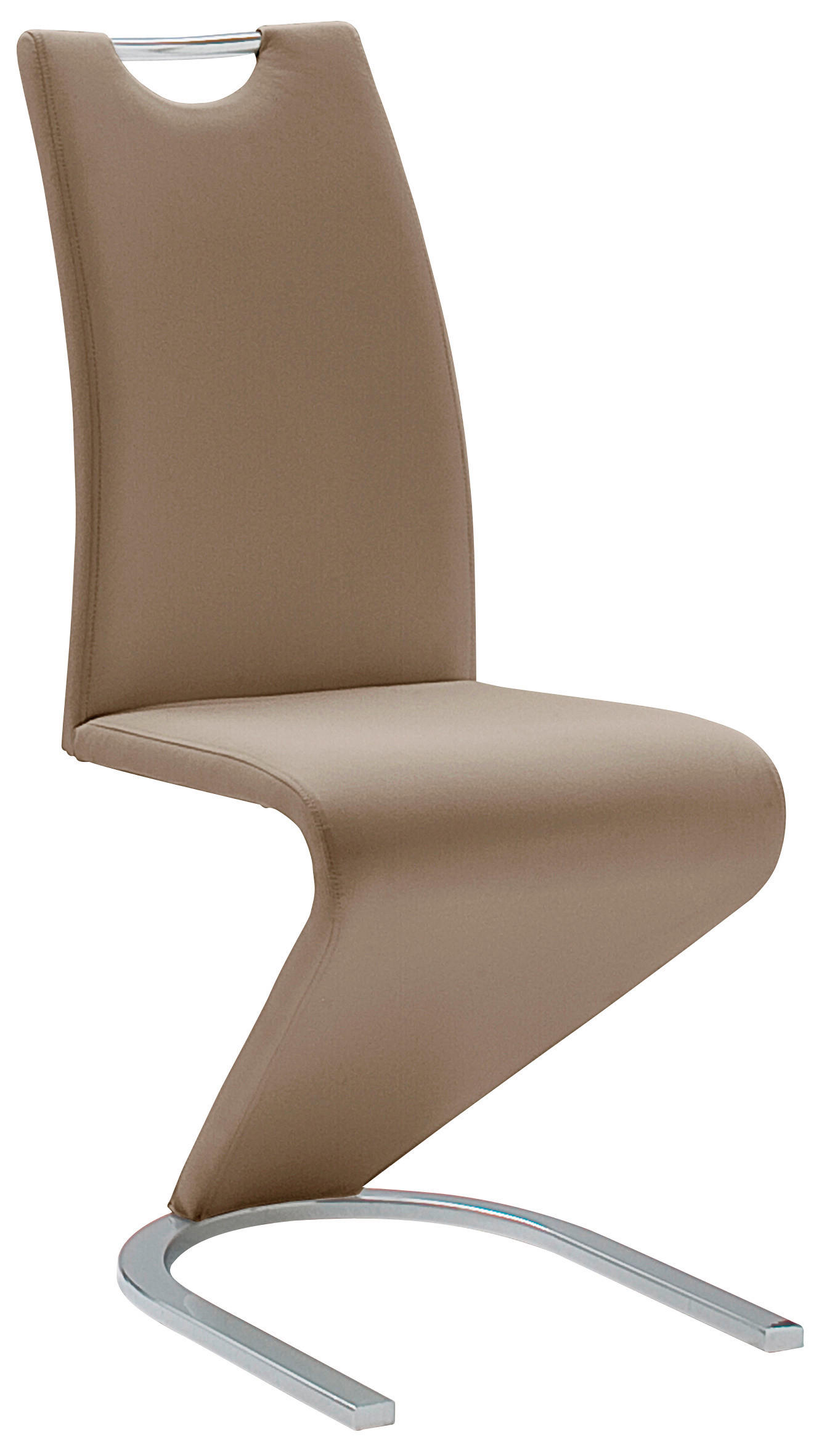 SCHWINGSTUHL  in Lederlook  - Chromfarben/Braun, Design, Textil/Metall (45/102/62cm) - Livetastic