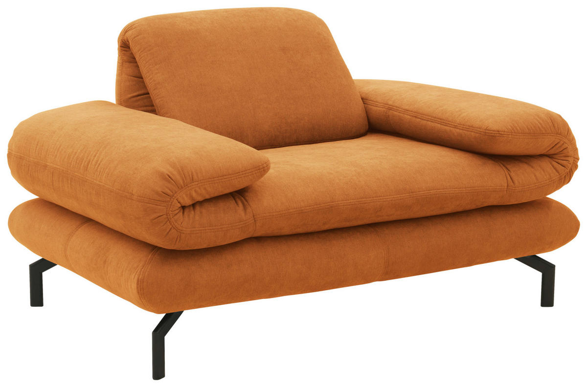 SESSEL Webstoff Orange    - Schwarz/Orange, Design, Textil/Metall (139 (197)/83 (110)/98cm) - LOOKS by W.Joop
