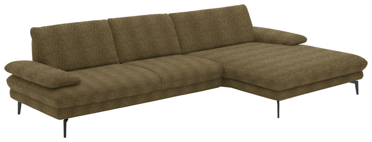 ECKSOFA in Chenille Grün  310/180 cm  - Schwarz/Grün, Design, Textil/Metall (310/180cm) - Dieter Knoll