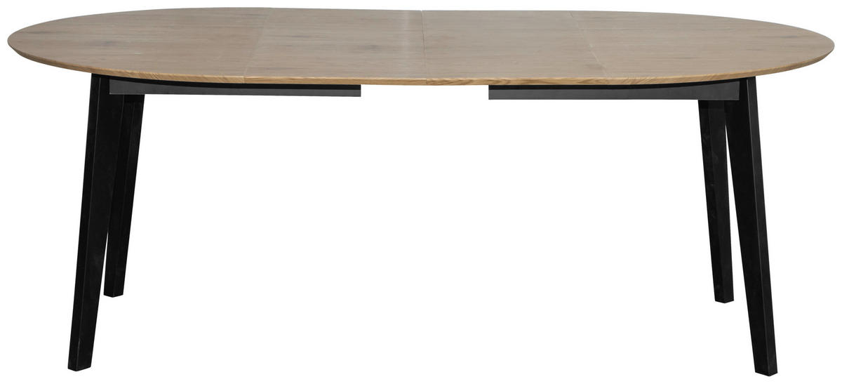 ESSTISCH 120-200/120/74 cm Echtholz  Holz ausziehbar rund Schwarz, Eichefarben  - Eichefarben/Schwarz, KONVENTIONELL, Holz (120-200/120/74cm) - MID.YOU