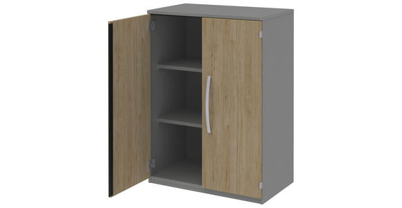 AKTENSCHRANK Grau, Eichefarben - Eichefarben/Grau, KONVENTIONELL, Holzwerkstoff (80/111,7/43cm) - Moderano