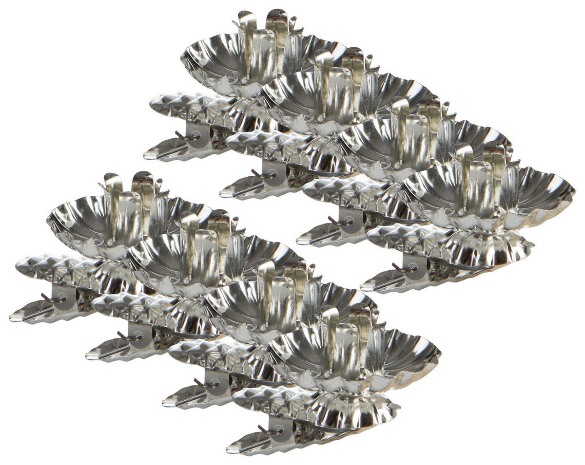 BAUMKERZENHALTER Silberfarben  - Silberfarben, Basics, Metall