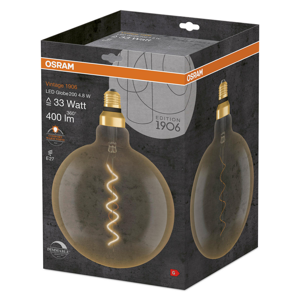 LED-LEUCHTMITTEL   E27 4,8 W 400 lm  - Goldfarben, Basics, Glas (20cm) - Osram