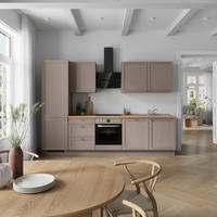 KÜCHENBLOCK Frame 300 cm  in Eichefarben, Beigebraun  - Edelstahlfarben/Eichefarben, MODERN, Holzwerkstoff/Metall (300cm) - Nobilia