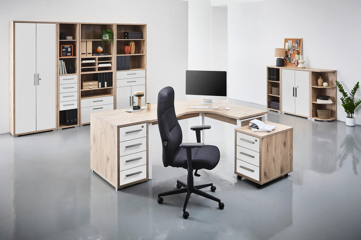 AKTENREGAL 79,7/210,4/39,5 cm  - Weiss/Silberfarben, Konventionell, Holzwerkstoff/Kunststoff (79,7/210,4/39,5cm) - Voleo