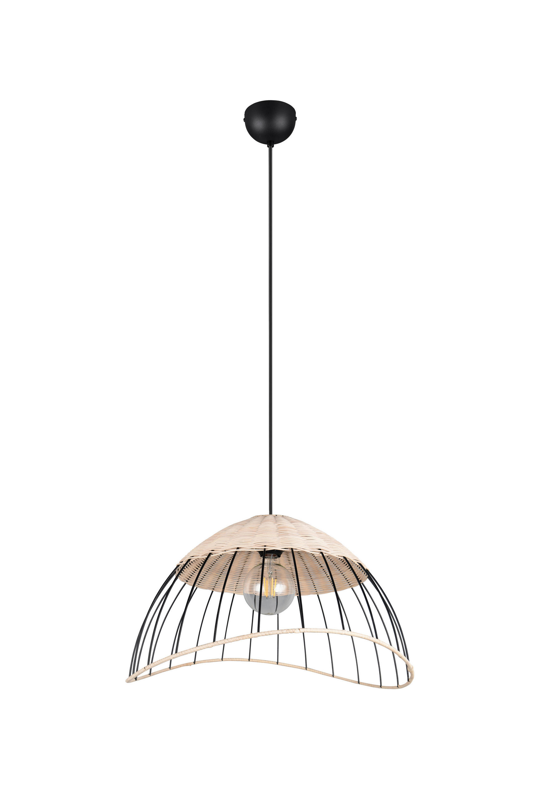 HÄNGELEUCHTE 48/150 cm    - Schwarz/Naturfarben, Design, Holz/Metall (48/150cm)