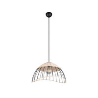 HÄNGELEUCHTE 48/150 cm    - Schwarz/Naturfarben, Design, Holz/Metall (48/150cm)