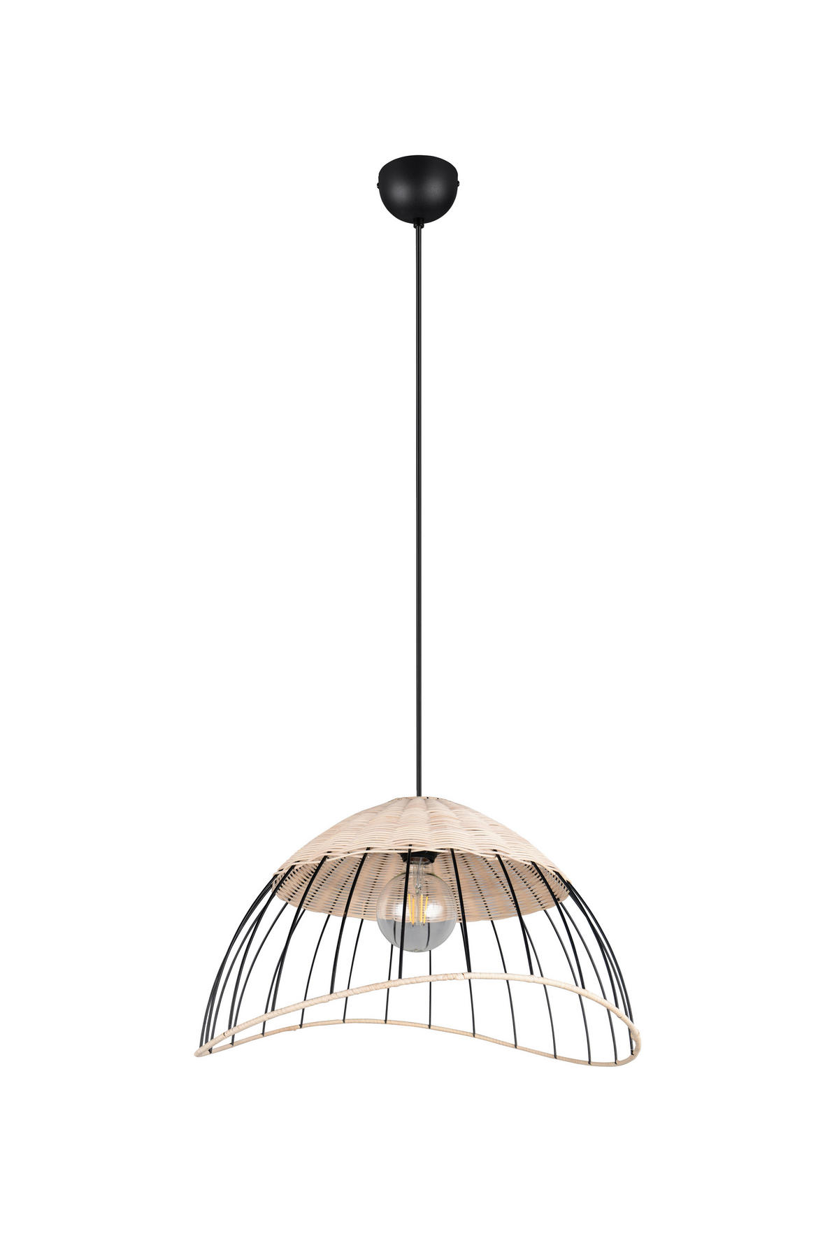 HÄNGELEUCHTE 48/150 cm    - Schwarz/Naturfarben, Design, Holz/Metall (48/150cm)