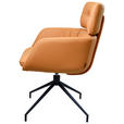 ARMLEHNSTUHL  Wippfunktion, Sitzfläche 360° drehbar, Lederauswahl  Echtleder  - Cognac/Schwarz, Design, Leder/Metall (62/92/66cm) - Dieter Knoll