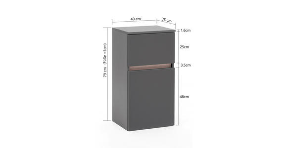 UNTERSCHRANK 40/79/35 cm - Graphitfarben/Grau, Natur, Holzwerkstoff (40/79/35cm) - Xora