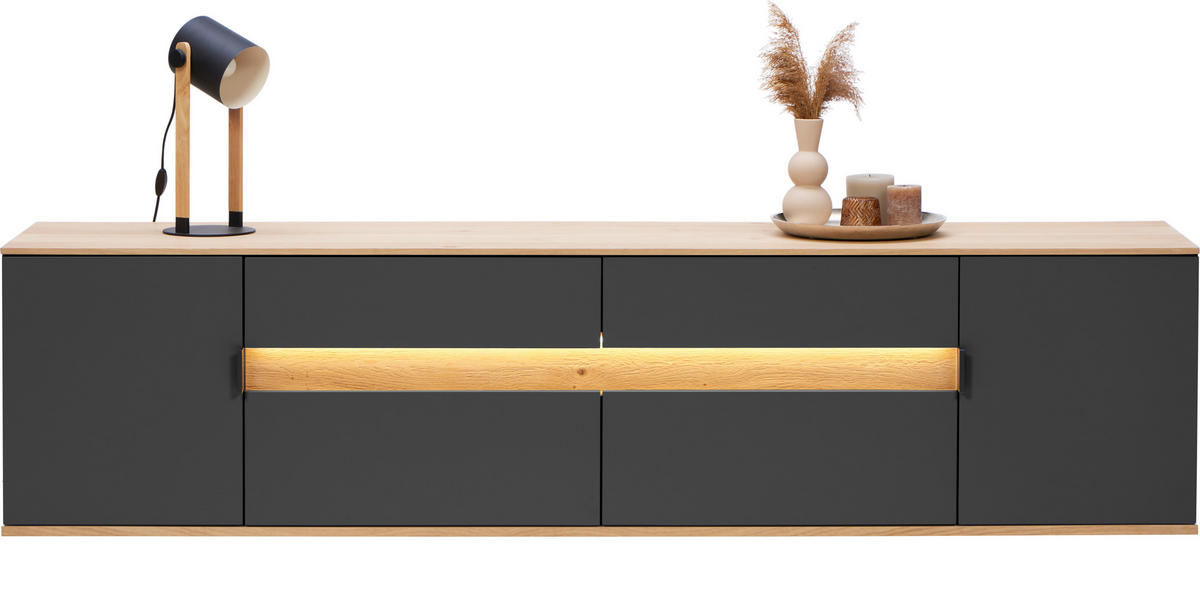 LOWBOARD  in 225,6/54,2/48 cm  - Eichefarben/Anthrazit, Design, Holz/Holzwerkstoff (225,6/54,2/48cm) - Dieter Knoll