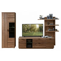 WOHNWAND  in Schwarz, Wildeiche  310/207/50 cm  - Wildeiche/Schwarz, Natur, Glas/Holz (310/207/50cm) - Livetastic