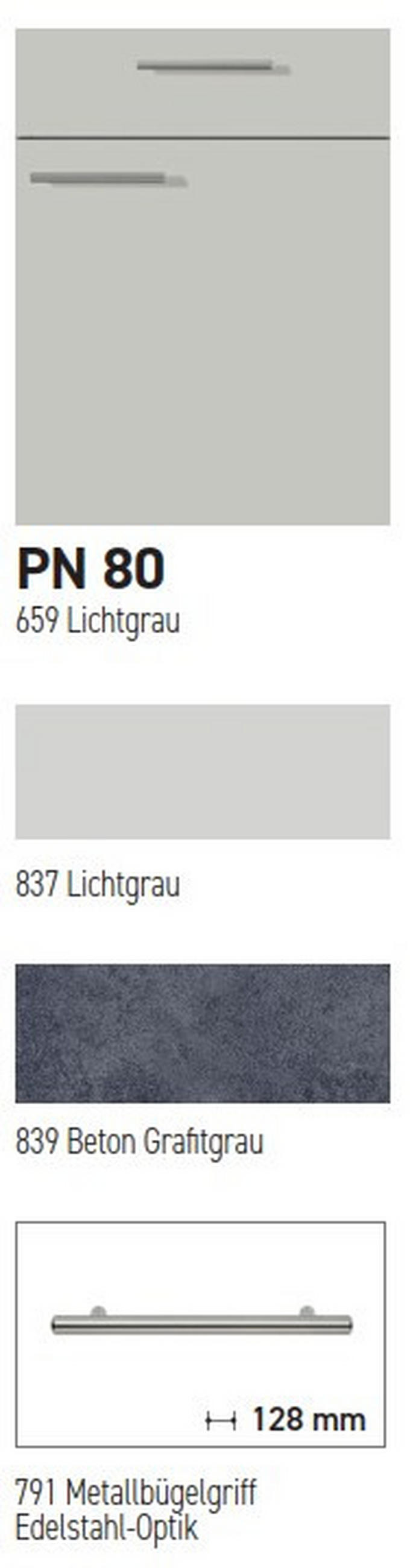KÜCHENBLOCK PN 80 260 cm  in Graphitfarben, Hellgrau  - Edelstahlfarben/Hellgrau, Design, Holzwerkstoff/Metall (260cm) - Pino