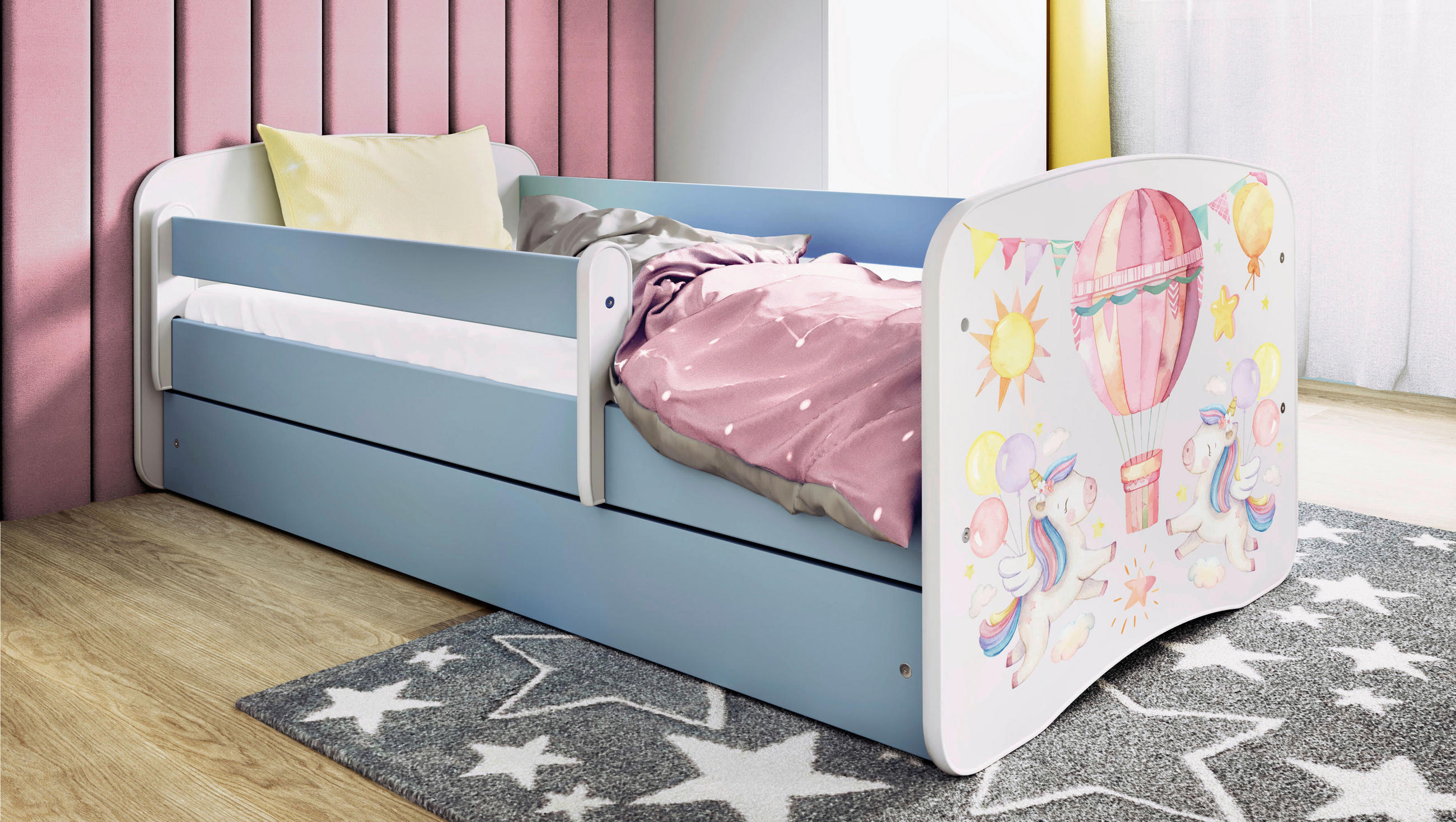 KINDER-/JUNIORBETT - Blau/Birkefarben, MODERN, Holz/Holzwerkstoff (80/160cm) - MID.YOU