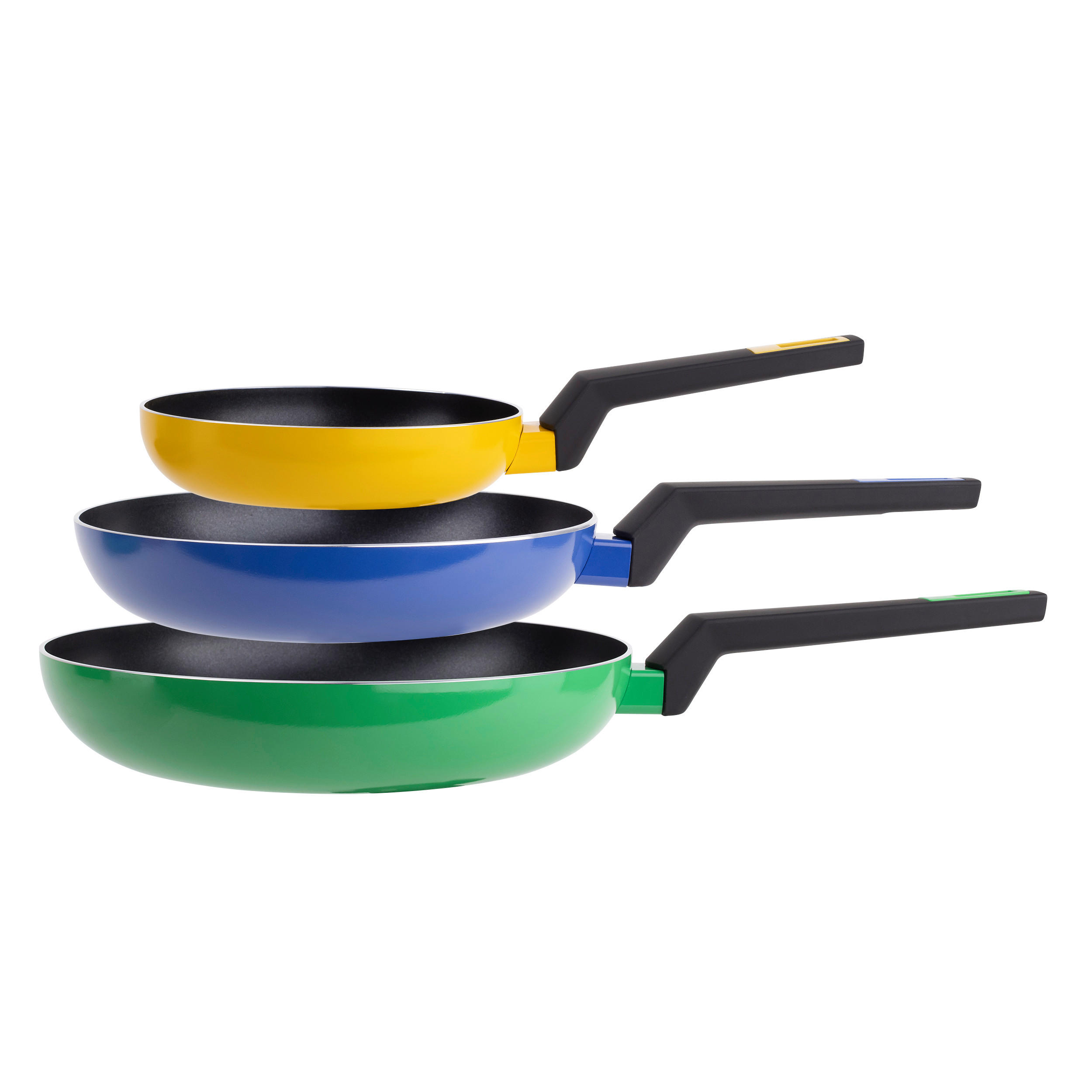 PFANNENSET Aluminium 3-teilig  - Blau/Gelb, Basics, Metall
