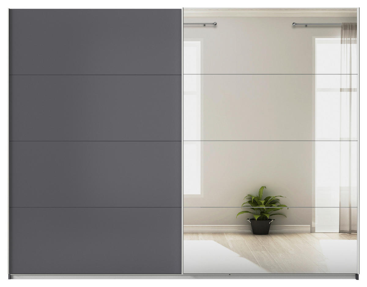 SCHWEBETÜRENSCHRANK  in Grau  - Alufarben/Grau, KONVENTIONELL, Glas/Holzwerkstoff (271/229/62cm) - Xora