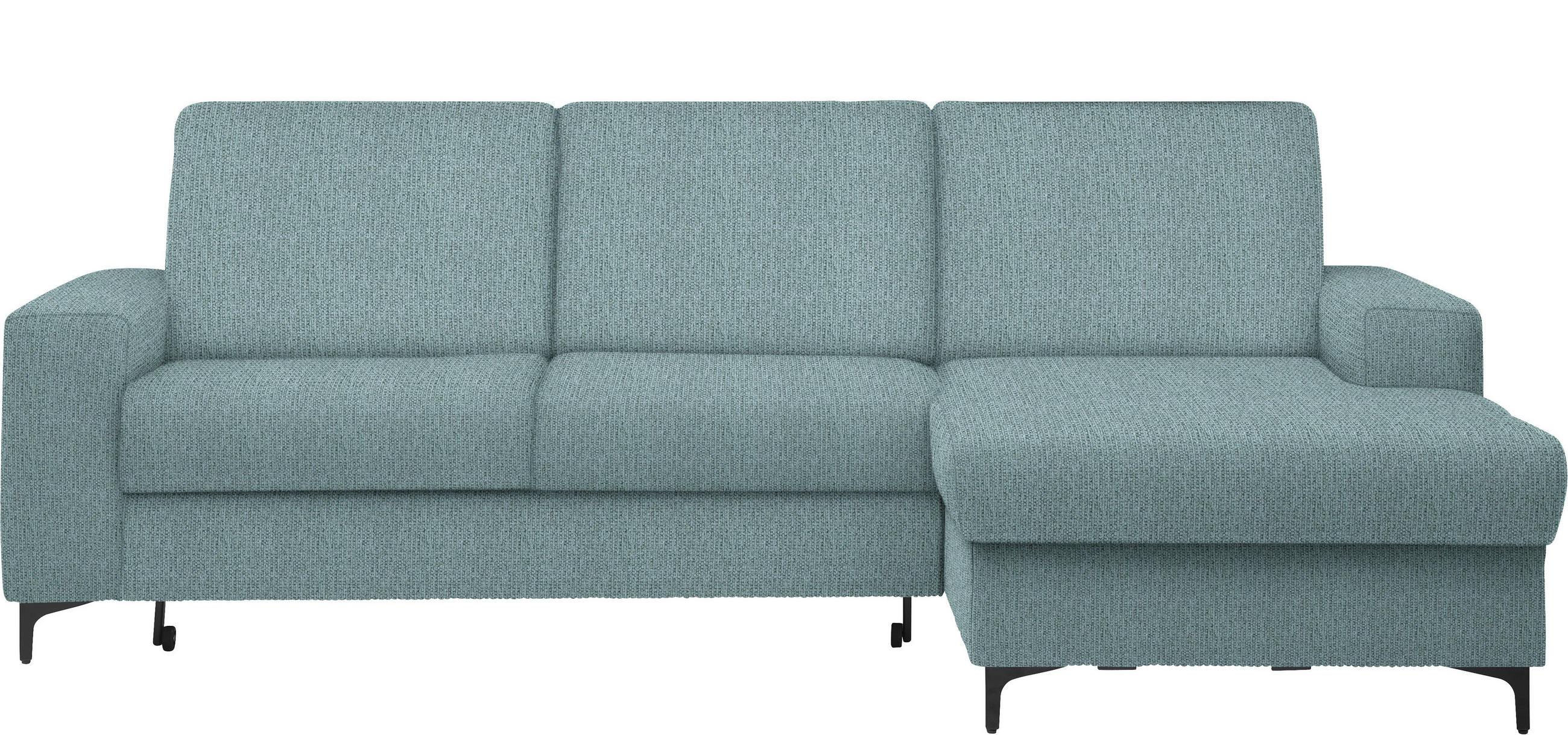 ECKSOFA in Webstoff Mintgrün  - Schwarz/Mintgrün, Konventionell, Textil/Metall (247/167cm) - Stylife