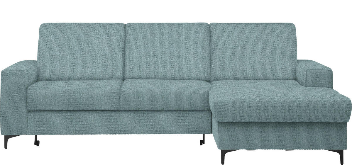 ECKSOFA in Webstoff Mintgrün  - Schwarz/Mintgrün, Konventionell, Textil/Metall (247/167cm) - Stylife