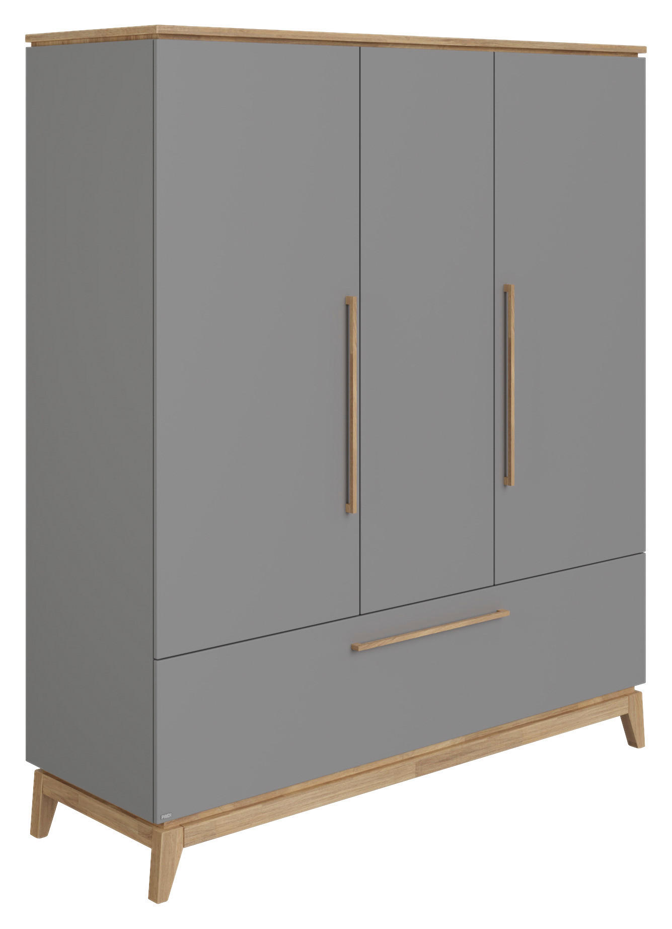 DREHTÜRENSCHRANK 3-türig Eiche massiv Grau, Eichefarben  - Eichefarben/Grau, Design, Holz/Holzwerkstoff (170,7/200/57,2cm) - Paidi