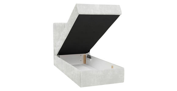 BOXBETT 70/200 cm,  in Creme, Matratze, gepolstertes Kopfteil, Bettkasten, Topper, H3 = fest  - Creme/Schwarz, Design, Holzwerkstoff/Kunststoff (70/200cm) - Esposa