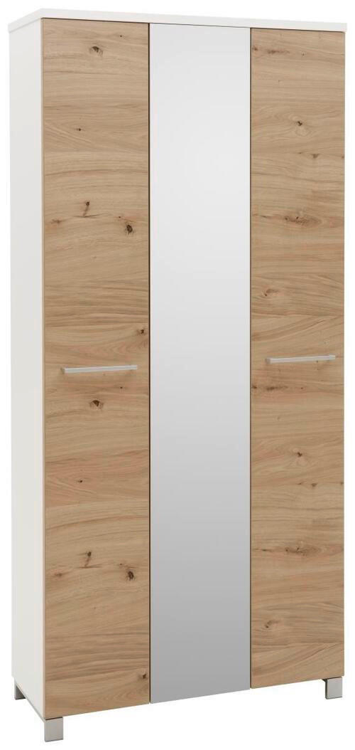 GARDEROBENSCHRANK in 90/193/37 cm - Chromfarben/Eichefarben, Design, Glas/Holz (90/193/37cm) - Dieter Knoll