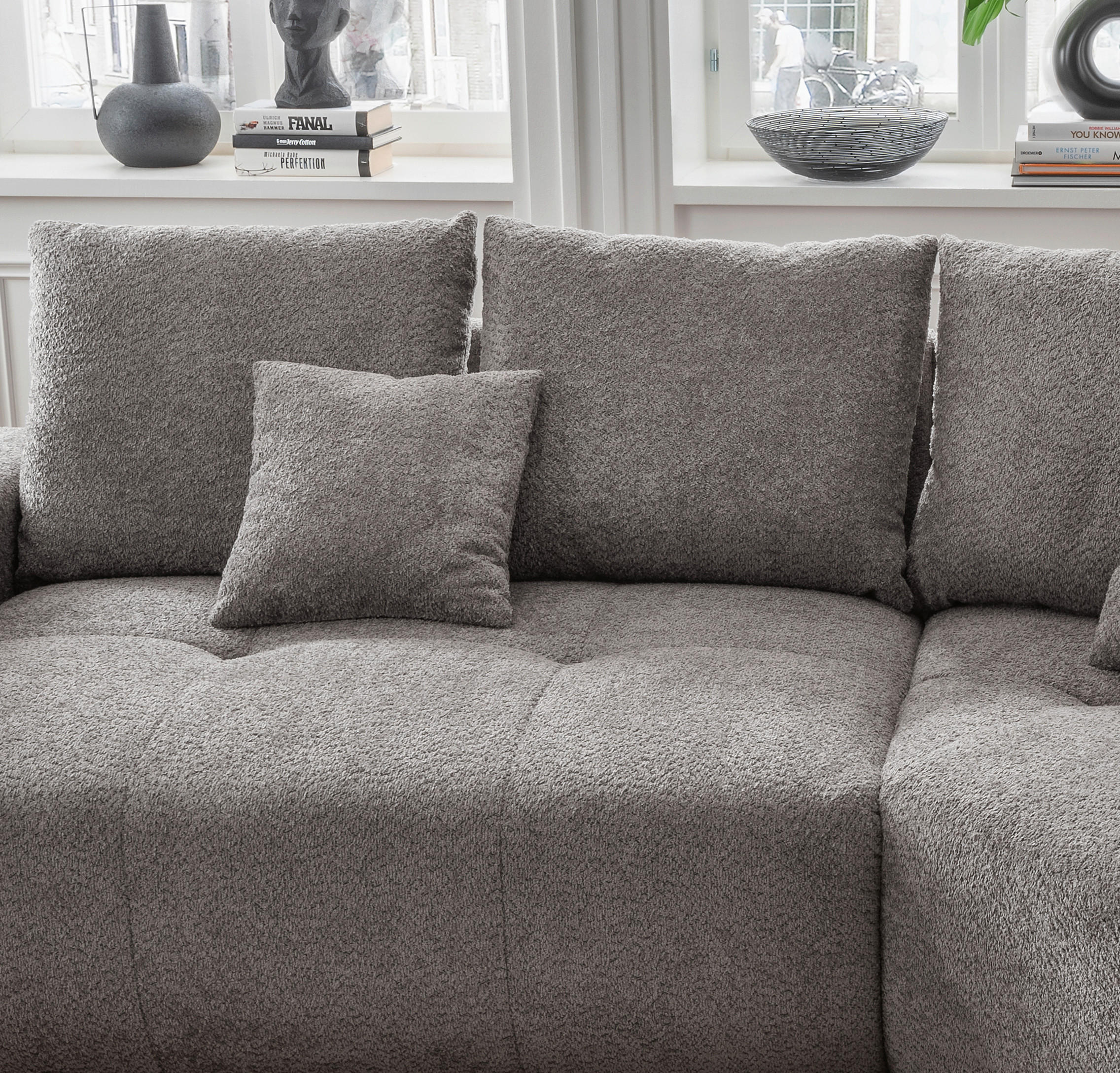 Thumbnail - Livetastic Bigsofa, Anthrazit, Textil, Uni, 4-Sitzer, Füllung: Schaumstoff, 323x91x155 cm, Made in EU, seitenverkehrt er...