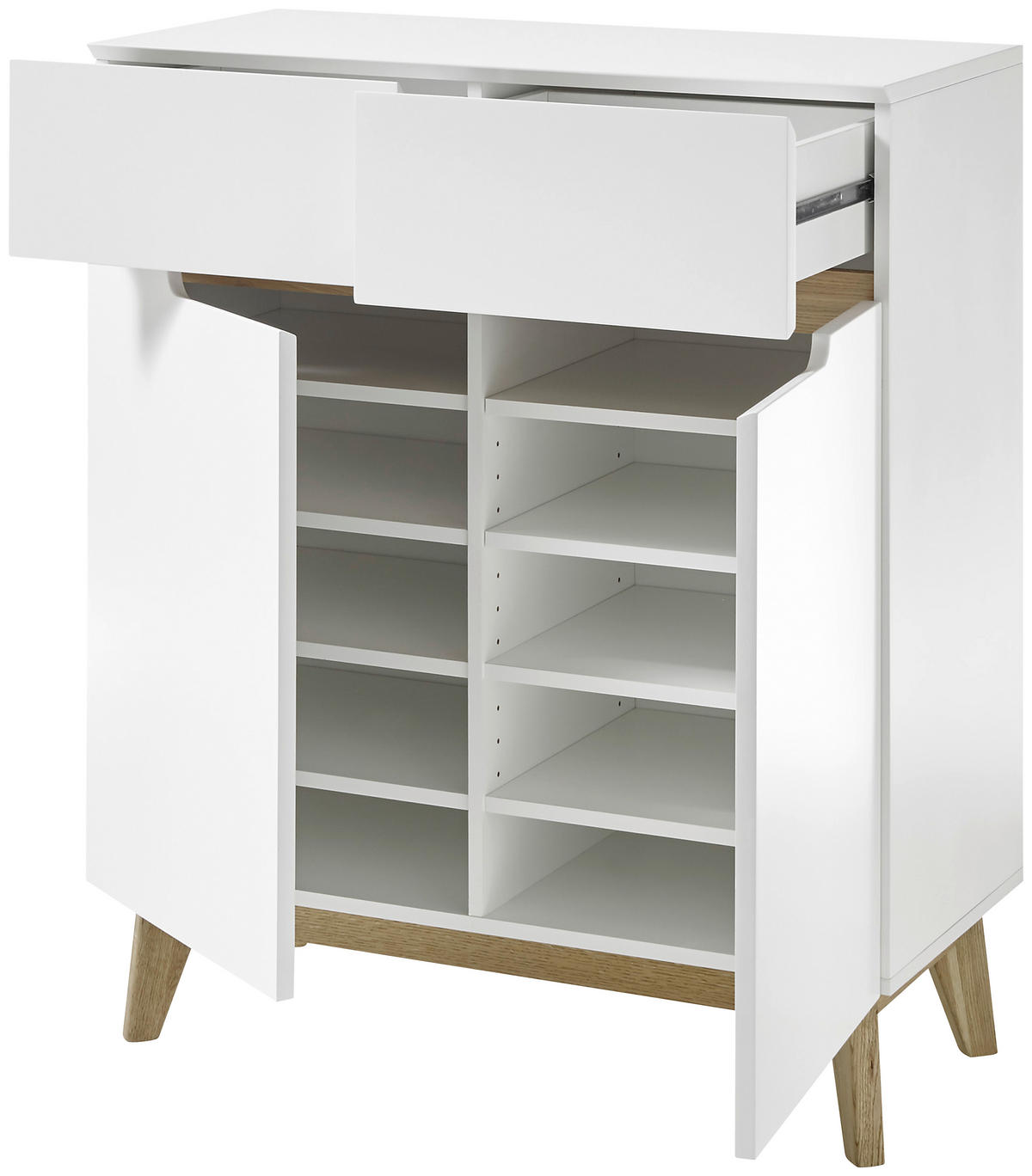 SCHUHSCHRANK Eiche furniert Naturfarben, Weiß  - Weiß/Naturfarben, Design, Holz/Holzwerkstoff (85/101/40cm) - Livetastic