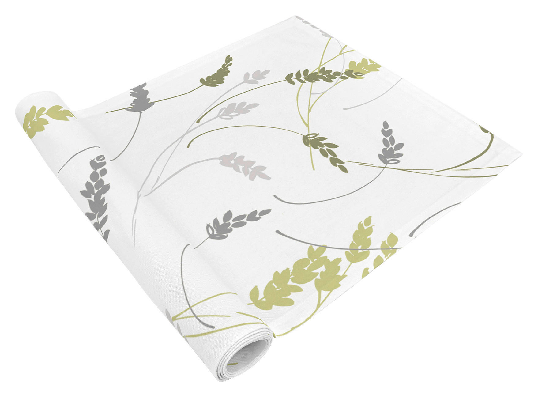 Tischläufer Lilly Grau/Grün mit Gräser-Motiv, 150x40 cm