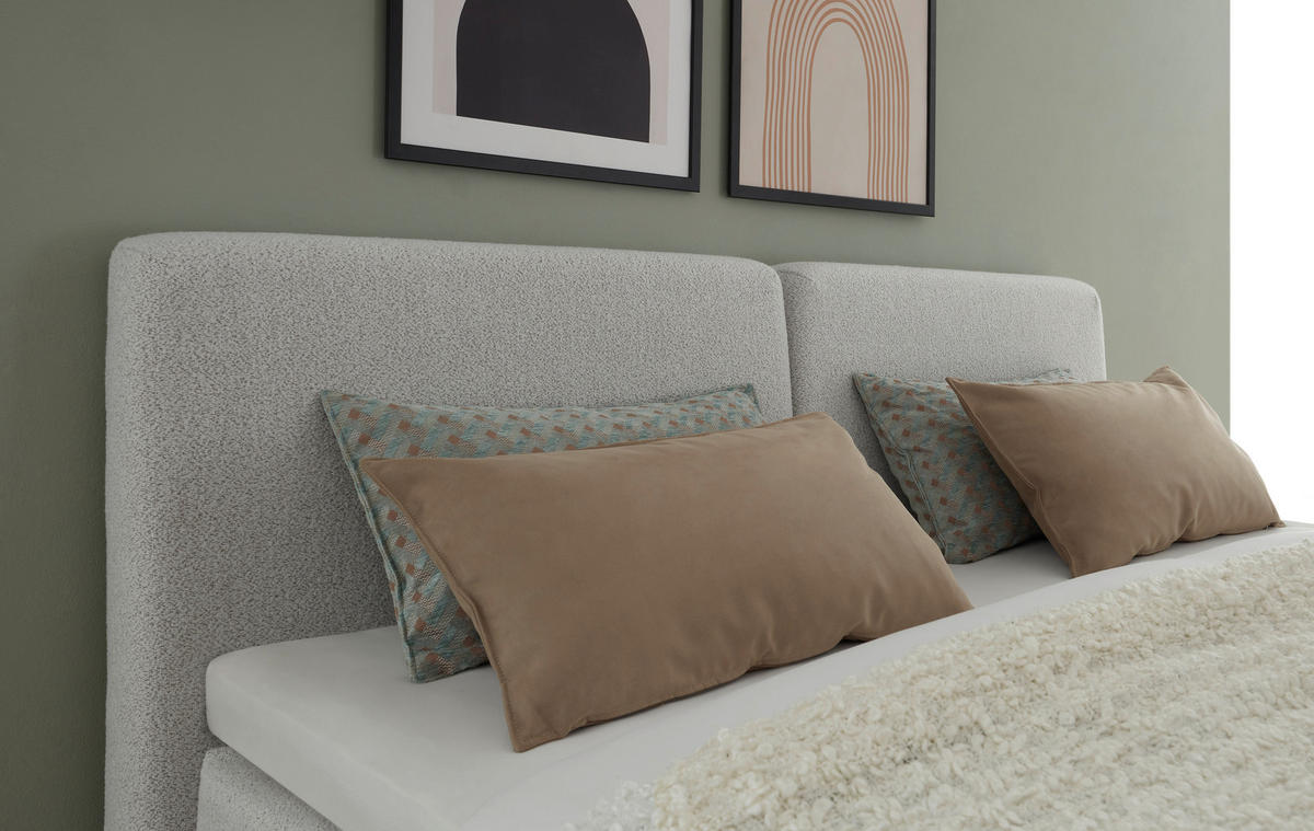 BOXSPRINGBETT 180/200 cm  in Creme, Hellgrau  - Creme/Hellgrau, Design, Holzwerkstoff/Kunststoff (180/200cm) - RUF Betten