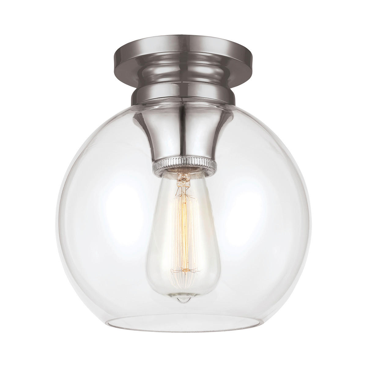 TAKLAMPA Elstead Tabby 21.6/23.5 cm  - nickelfärgad, Klassisk, metall/glas (21.6/23.5cm) - Elstead Lighting