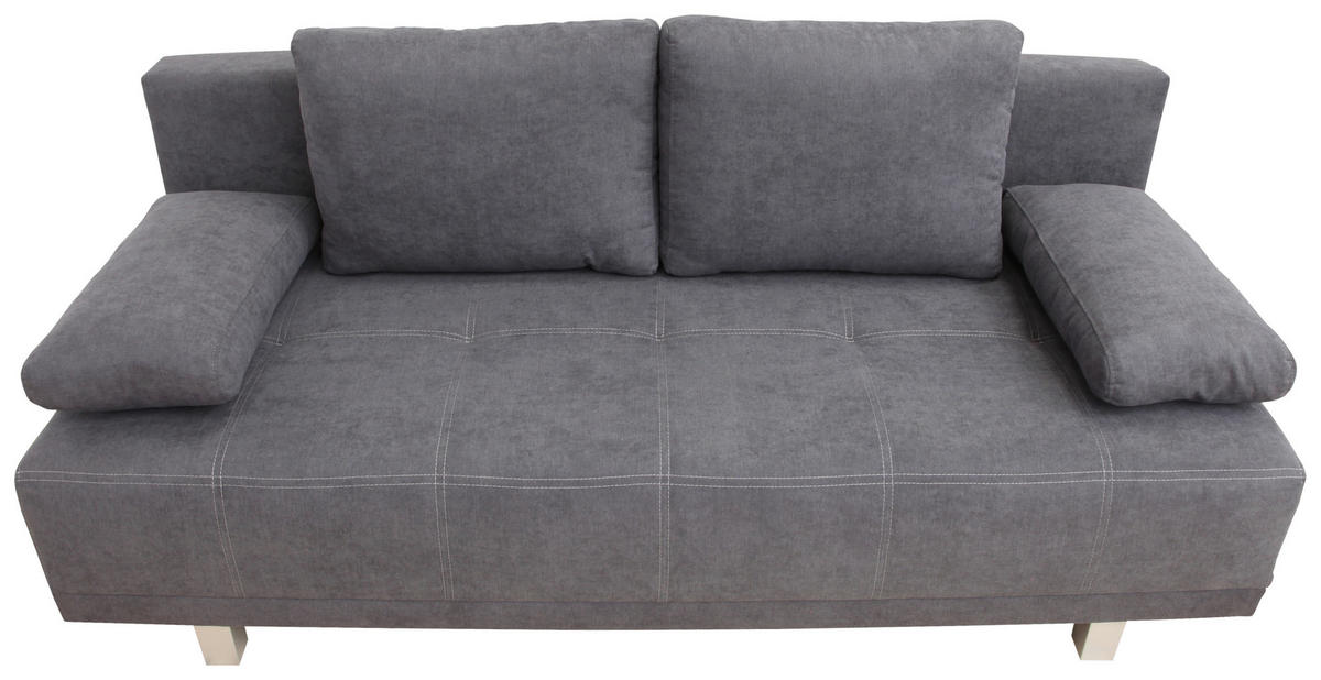 SCHLAFSOFA in Samt Anthrazit  - Chromfarben/Anthrazit, Design, Kunststoff/Textil (194/77/89cm) - MID.YOU