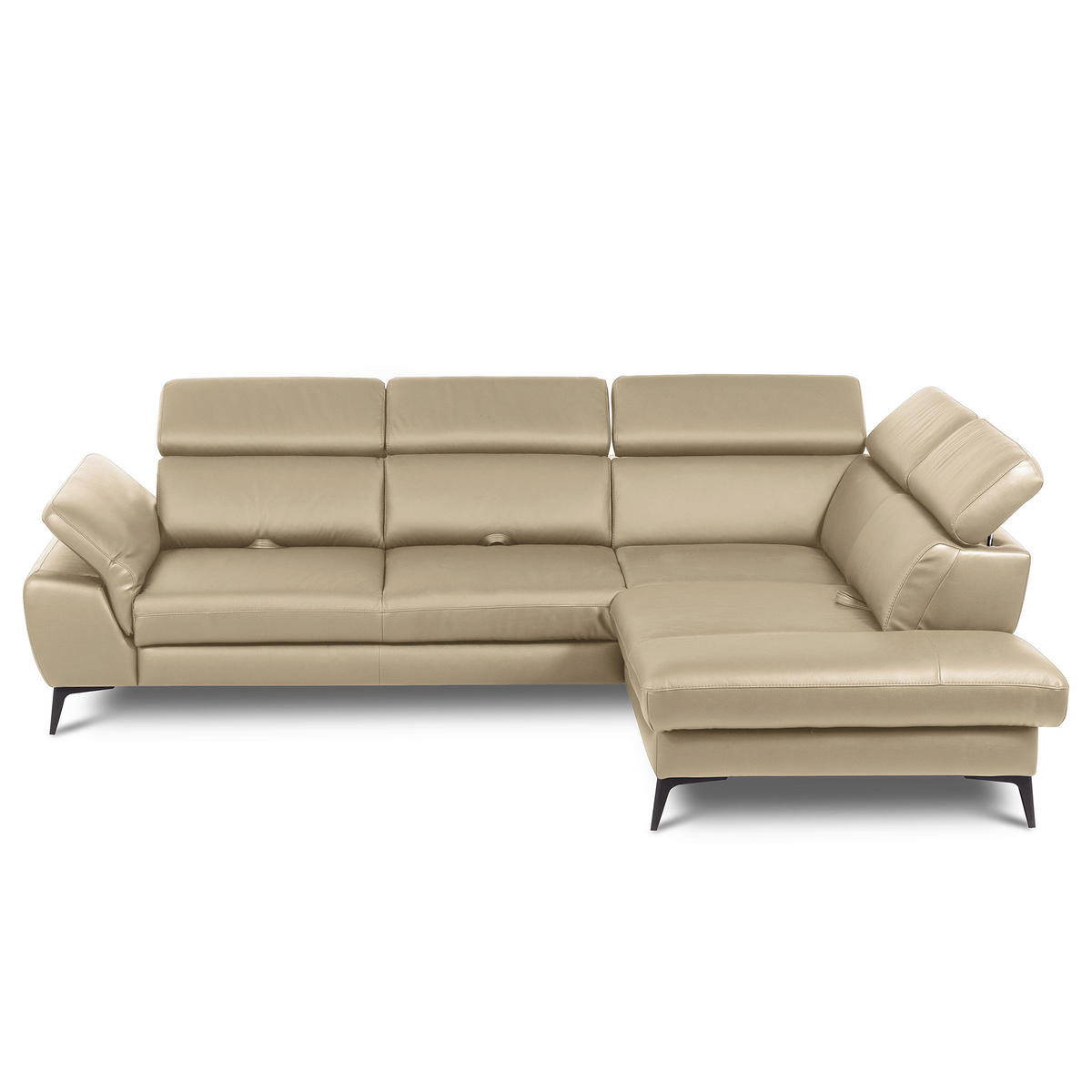 ECKSOFA  in Lederlook Echtleder Hellgrau  274/220 cm  - Hellgrau/Schwarz, Design, Leder/Textil (274/220cm) - Livetastic