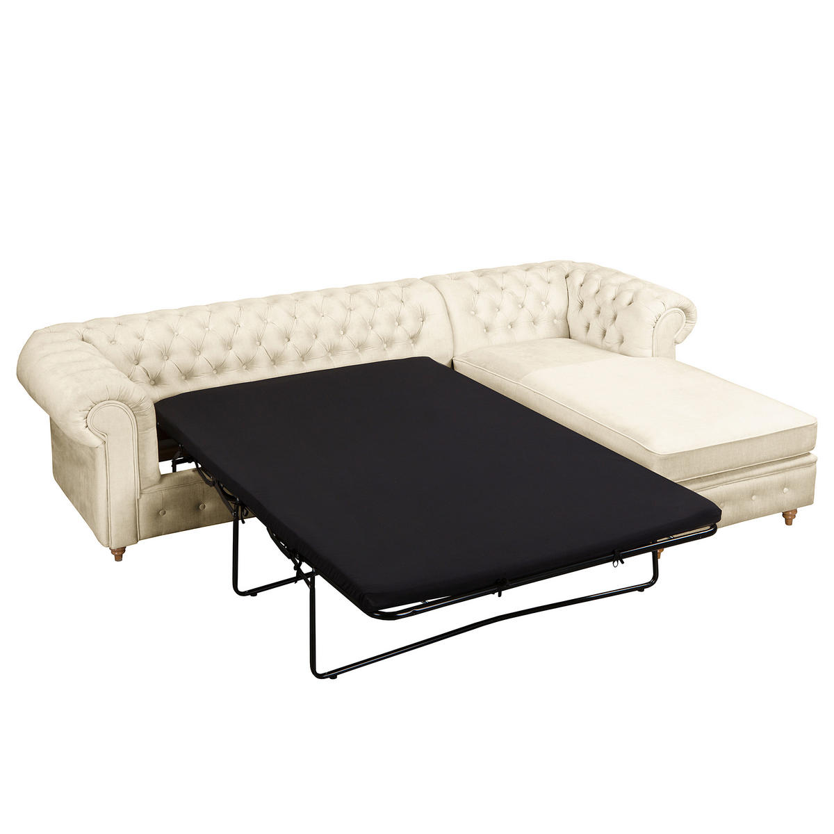 ECKSOFA Laura in Mikrofaser Creme  284/182 cm  - Creme/Braun, Design, Holz/Textil (284/182cm) - P & B