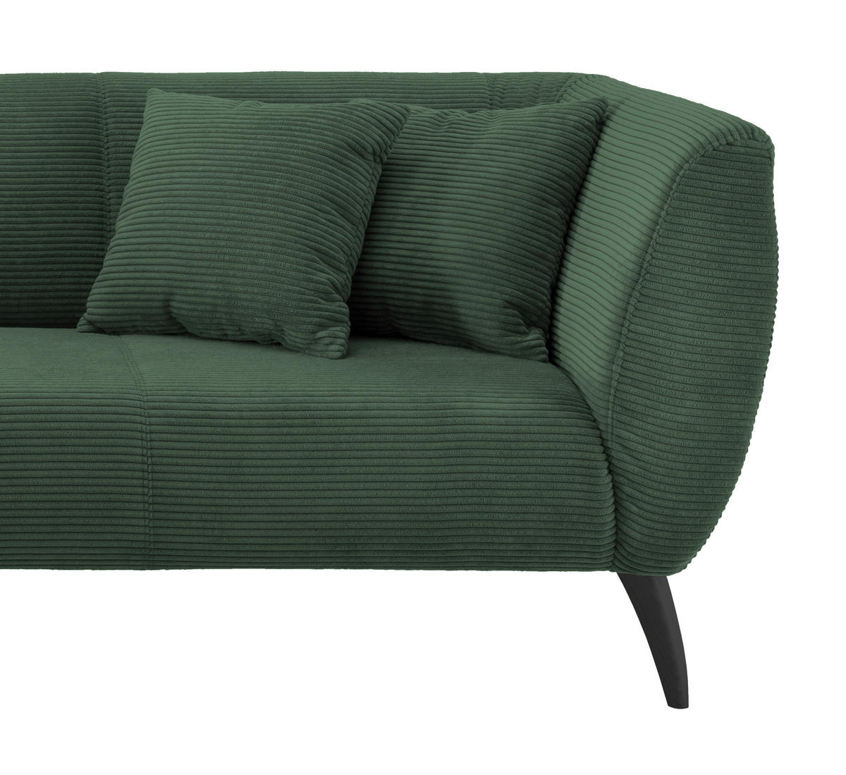 ECKSOFA in Cord Dunkelgrün  - Dunkelgrün/Schwarz, Modern, Holz/Textil (160/264cm) - MID.YOU