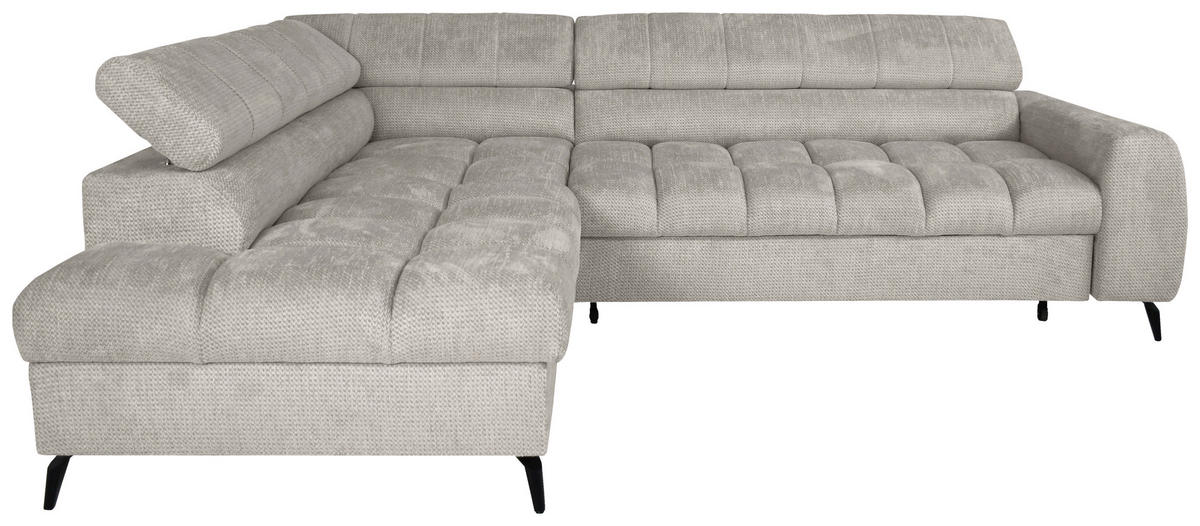 ECKSOFA VOLF Hellgrau Flachgewebe  - Hellgrau/Schwarz, Trend, Kunststoff/Textil (203/261cm) - Livetastic
