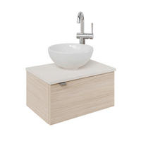 WASCHTISCHKOMBI 50 cm  - Edelstahlfarben/Eichefarben, Design, Keramik/Holzwerkstoff (50cm) - Sadena