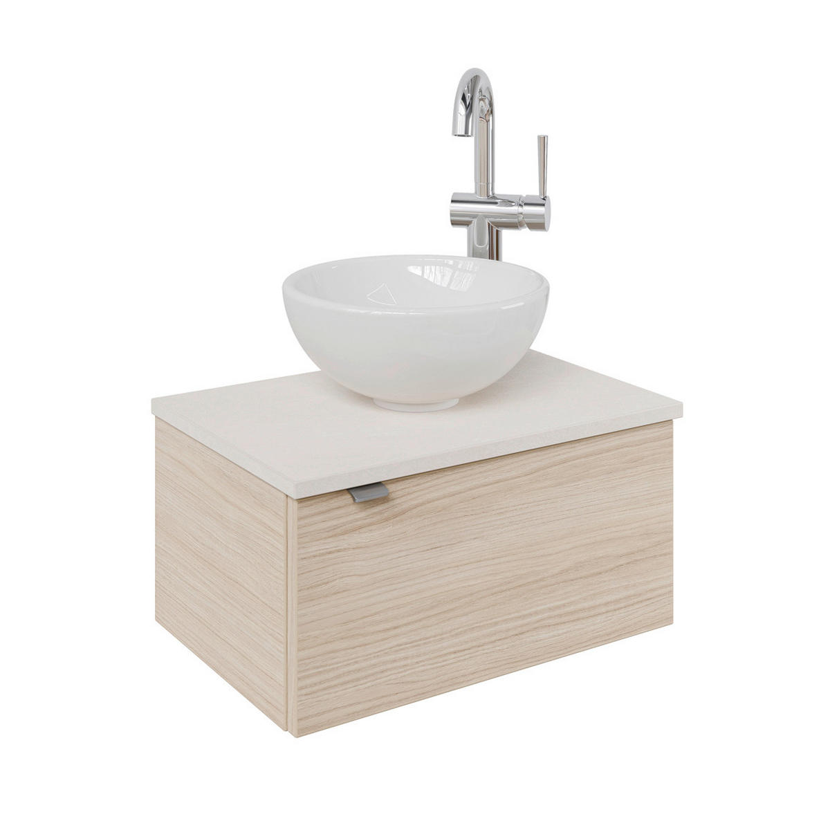 WASCHTISCHKOMBI 50 cm  - Edelstahlfarben/Eichefarben, Design, Keramik/Holzwerkstoff (50cm) - Sadena