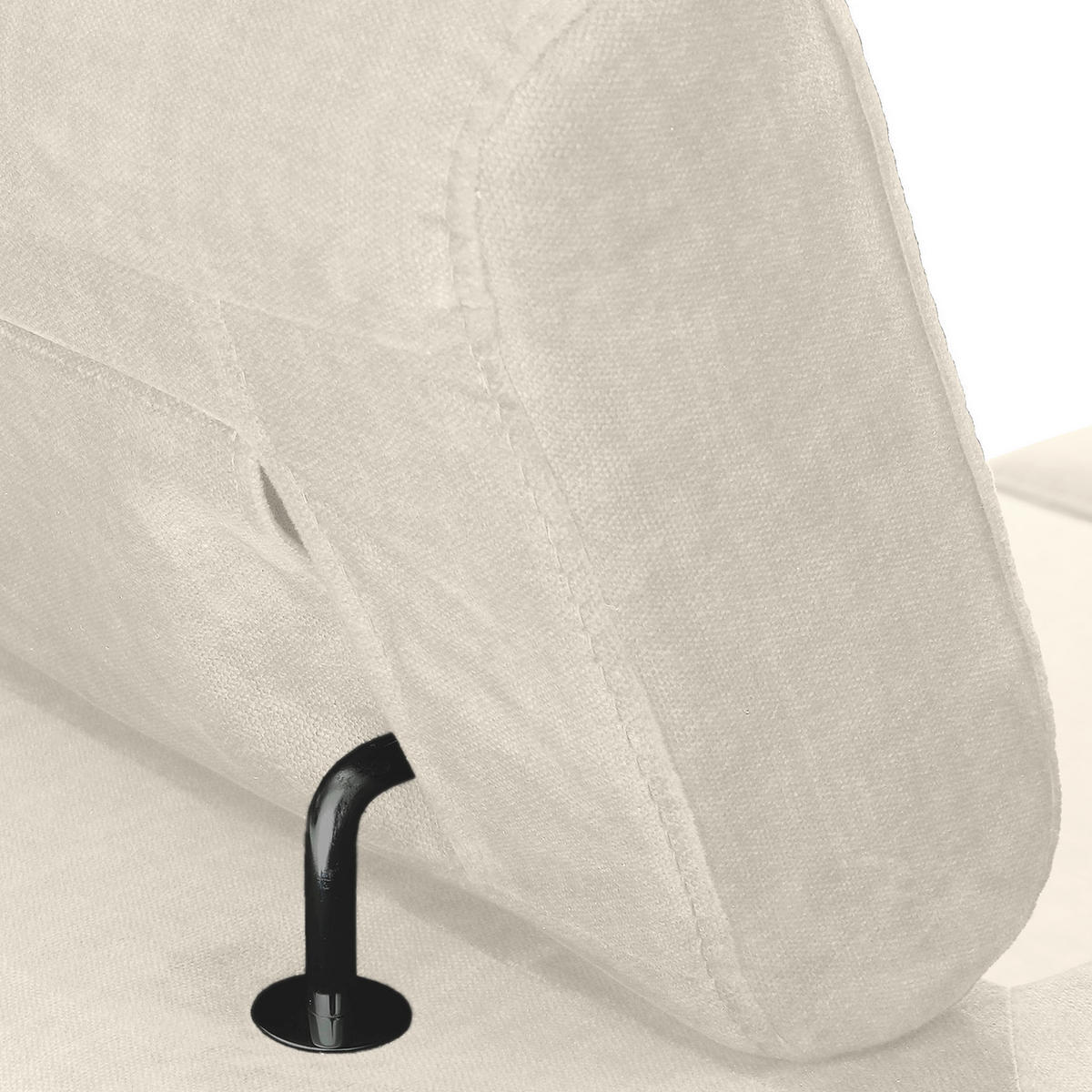 ECKSOFA Greige Flachgewebe Rücken echt, Kopfteilverstellung, Sitzvorzug  - Greige/Schwarz, MODERN, Textil/Metall (210/258cm) - Landscape