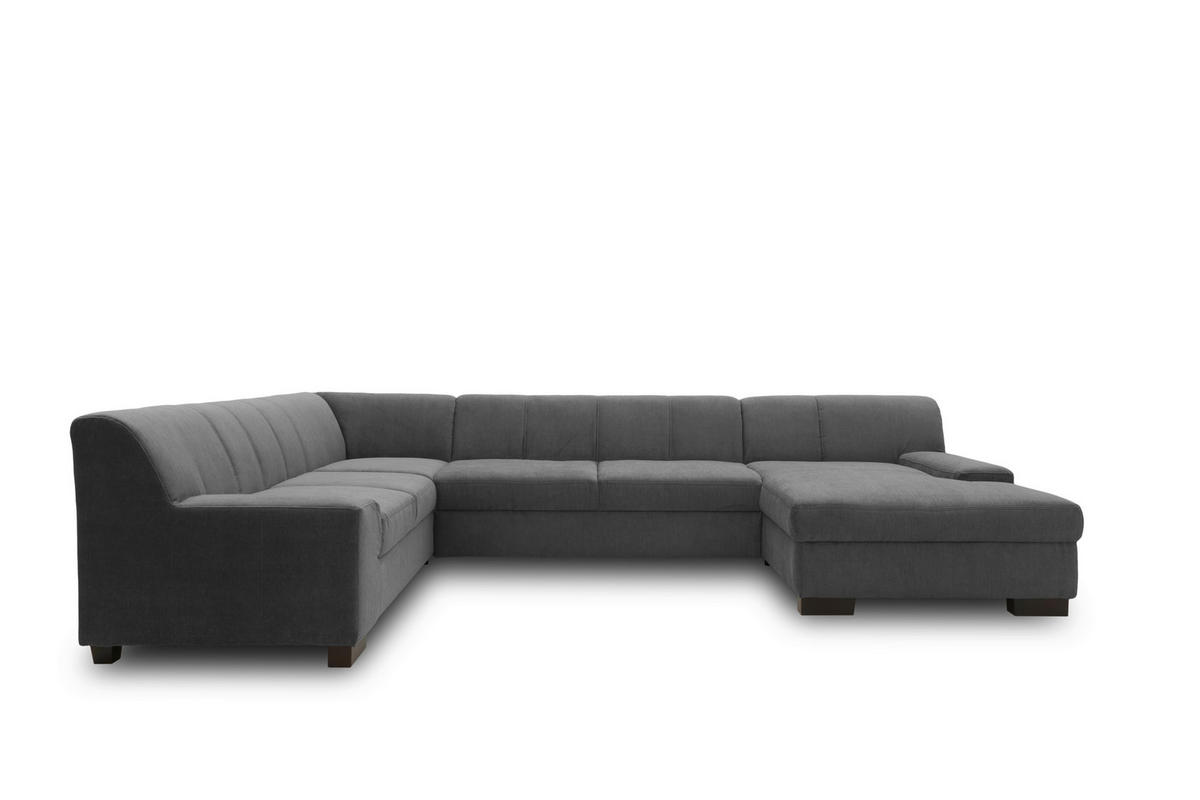 WOHNLANDSCHAFT Anthrazit Webstoff  - Wengefarben/Anthrazit, Design, Holz/Textil (212/328/153cm) - MID.YOU