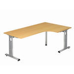 ECKSCHREIBTISCH 200/120/65-85 cm Silberfarben, Eichefarben höhenverstellbar  - Eichefarben/Silberfarben, KONVENTIONELL, Holzwerkstoff/Metall (200/120/65-85cm) - Venda