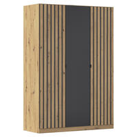 DREHTÜRENSCHRANK  in Grau, Eiche Artisan  - Eiche Artisan/Grau, MODERN, Holzwerkstoff/Metall (136/197/54cm) - Rauch Möbel