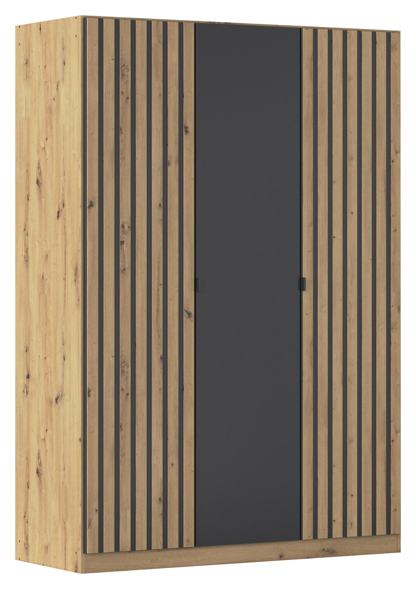 Rauch Möbel Drehtürenschrank Grau, Eiche Artisan 136x197x54 cm